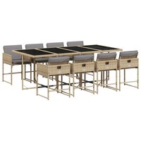 Tuinset Mantoe met kussens poly rattan beige - 9-delig
