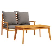 Loungeset Maribel met kussens massief acaciahout - bank met tafel