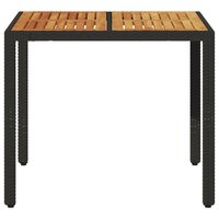 Tuintafel Hank acaciahouten blad 90x90x75 cm poly rattan zwart