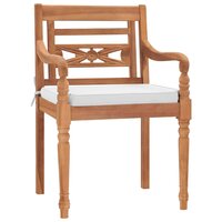 Tuinset Batavia met witte kussens massief teakhout - tafel met 4 stoelen