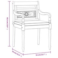 Tuinset Batavia met witte kussens massief teakhout - tafel met 4 stoelen