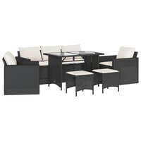 Loungeset Manuka met kussens poly rattan zwart