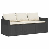 Loungeset Manuka met kussens poly rattan zwart
