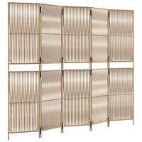 Kamerscherm 5 panelen poly rattan beige - Buiten of binnen
