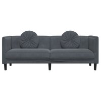 Bank Roderick 194cm met kussens 3-zits fluweel donkergrijs