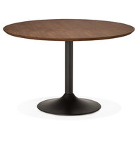 Eettafel Paton rond 120cm walnoten hout met zwarte voet