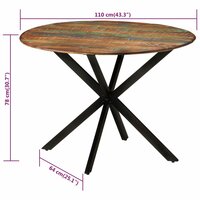 Eettafel Visser &Oslash;110x78 cm massief gerecycled hout en staal