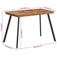 Smalle Eettafel Emma 120x62x76 cm massief teakhout