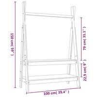 Kledingrek 100x45,5x150 cm massief grenenhout wit