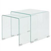 Bijzettafel Oranjewoud set 2-dlg transparant gehard glas
