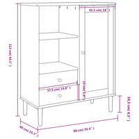 Kast SENJA rattan-look 90x40x112 cm grenenhout bruin