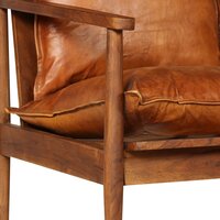 Bank met Fauteuil Rupert  echt leer en massief acaciahout bruin