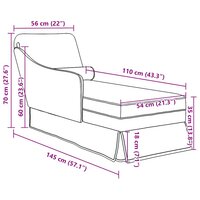 Chaise longue met bolster en rechterarmleuning velvet roze