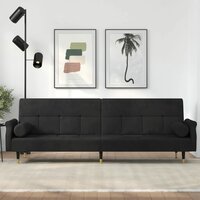 Slaapbank Easy 216cm met kussens fluweel zwart