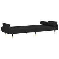 Slaapbank Easy 216cm met kussens fluweel zwart