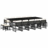 15-delige Tuinset Kravet met kussens poly rattan zwart