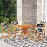 5-delige Tuinset Cancun massief acaciahout - Tafel met 4 stoelen