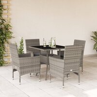 5-delige Tuinset Anthem met kussens poly rattan en glas grijs