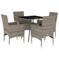 5-delige Tuinset Anthem met kussens poly rattan en glas grijs