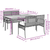 3-delige Tuinset Bergsma met kussens poly rattan zwart