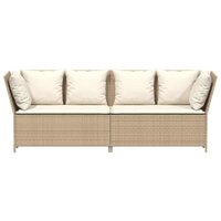 Tuinbank Soleil met kussens poly rattan beige