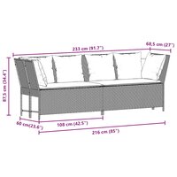 Tuinbank Soleil met kussens poly rattan beige