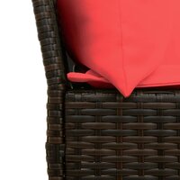 Tuinbank Soleil met rode kussens poly rattan bruin