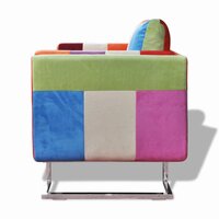 Fauteuil Muze met patchwork ontwerp en verchroomde poten kubus stof