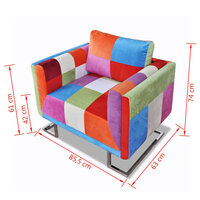 Fauteuil Muze met patchwork ontwerp en verchroomde poten kubus stof