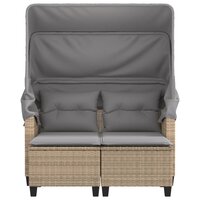 Tuinbank Minoes 2-zits met luifel en voetenbanken poly rattan beige