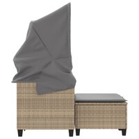 Tuinbank Minoes 2-zits met luifel en voetenbanken poly rattan beige
