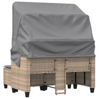 Tuinbank Minoes 2-zits met luifel en voetenbanken poly rattan beige