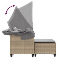 Tuinbank Minoes 2-zits met luifel en voetenbanken poly rattan beige