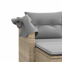 Tuinbank Minoes 2-zits met luifel en voetenbanken poly rattan beige