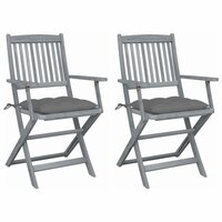 Tuinstoelen Anton SET 2 st inklapbaar met kussens massief acaciahout