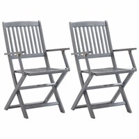 Tuinstoelen Anton SET 2 st inklapbaar met kussens massief acaciahout
