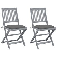 Tuinstoelen Fox SET 2 st inklapbaar met kussens acaciahout grijs