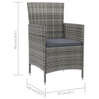Tuinstoelen Ciska SET 2 st met kussens poly rattan grijs