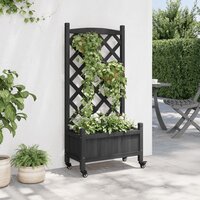 Zeer decoratieve maar toch strakke plantenbak met latwerk voor klimplanten - verrijdbaar met wielen