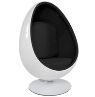Fauteuil Eistoel Cocoon  stof zwart - kuip wit - draaibaar