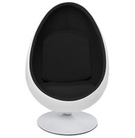 Fauteuil Eistoel Cocoon  stof zwart - kuip wit - draaibaar