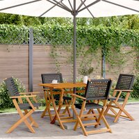 5-delige Tuinset Parijs poly rattan en massief hout zwart