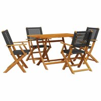 5-delige Tuinset Parijs poly rattan en massief hout zwart