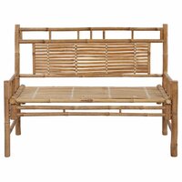Tuinbank Guru met beige kussen 120 cm bamboe