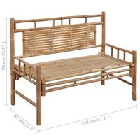 Tuinbank Guru met beige kussen 120 cm bamboe