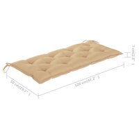Tuinbank Guru met beige kussen 120 cm bamboe