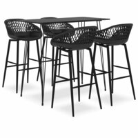 5-delige Barset Els zwart - 4 krukken met 1 tafel