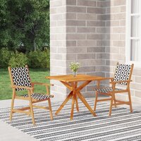 3-delige Tuinset Cancun tafel met 2 stoelen massief acaciahout