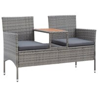 Tuinbank Twin 2-zits met tafeltje 143 cm poly rattan grijs