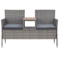 Tuinbank Twin 2-zits met tafeltje 143 cm poly rattan grijs